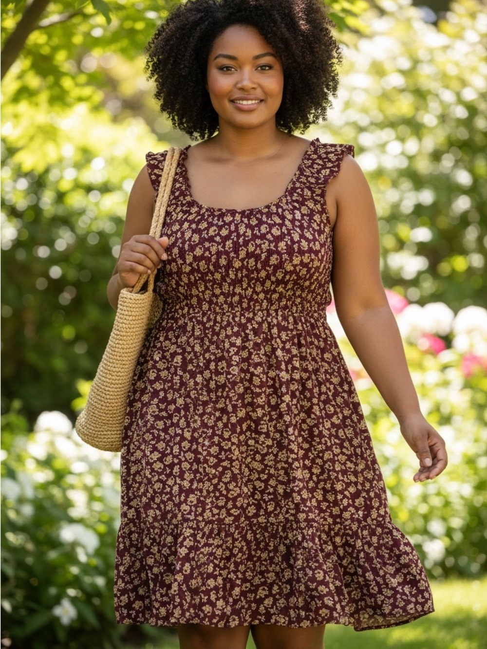 #81 MYSTYLE Burgundy Floral Sleeveless Sundress size2x